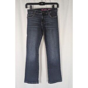 The Children's Place Girls Bootcut Dark Wash Denim Jeans Blue Size 10 Adjustable